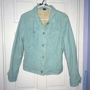 Gap aqua blue fleece lined corduroy jacket/coat, M